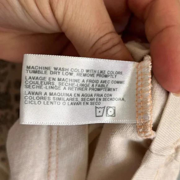 AG‎ Adriano Goldschmied Cropped Top Womens S Cream Short Sleeves Cotton Baby Tee - Picture 7 of 8